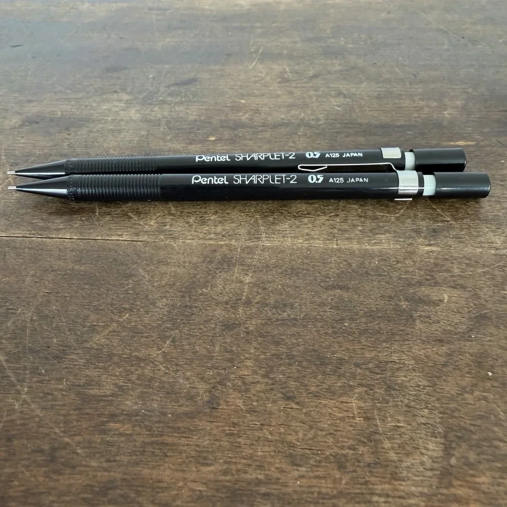 Lot 2 Pentel Sharplet-2 A125 0.5mm Mechanical Pencils Japan Vintage Black‎
